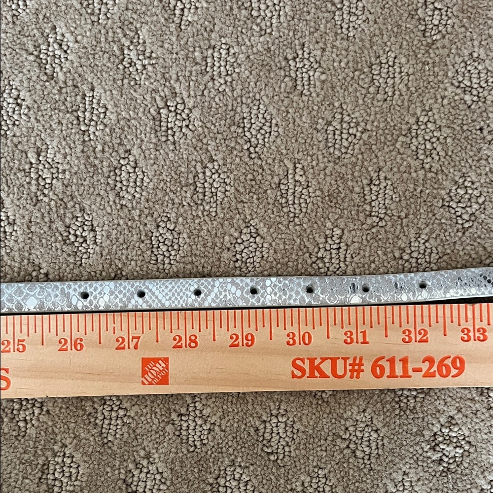 White House Black Market Teal Silver Metallic Reversible Skinny Belt - Picture 2 of 6